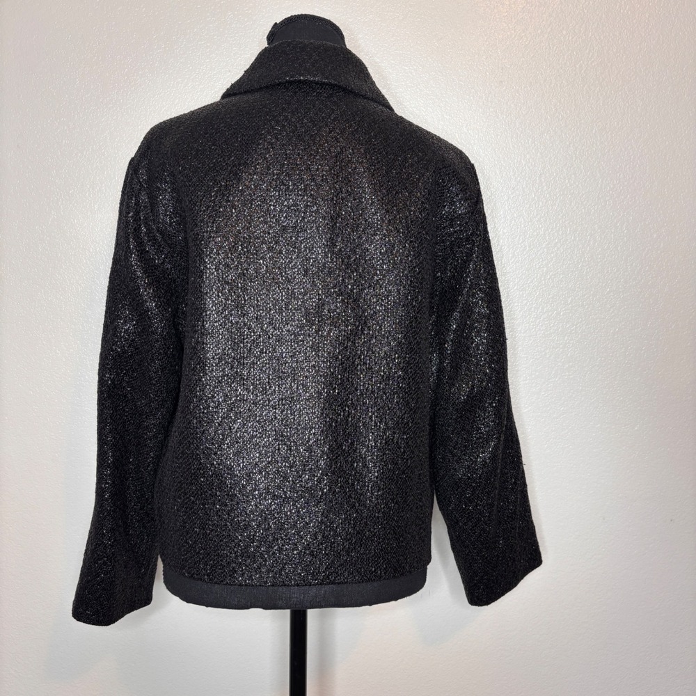 Free People Hutch Black Tweed Foil Jacket Blazer Size Medium - Picture 4 of 11